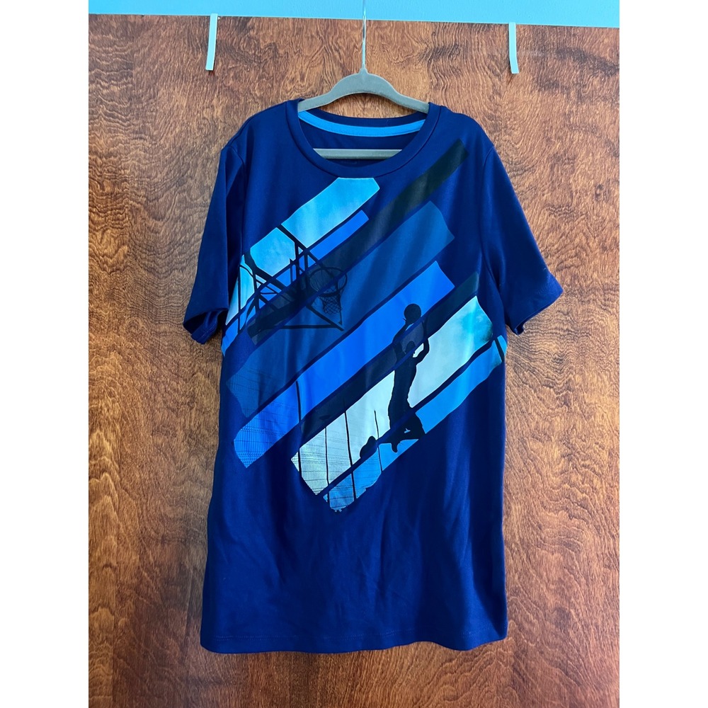 Champion Basketball Graphic Tee Kids Size M 8-10 Blue Sport Shirt
